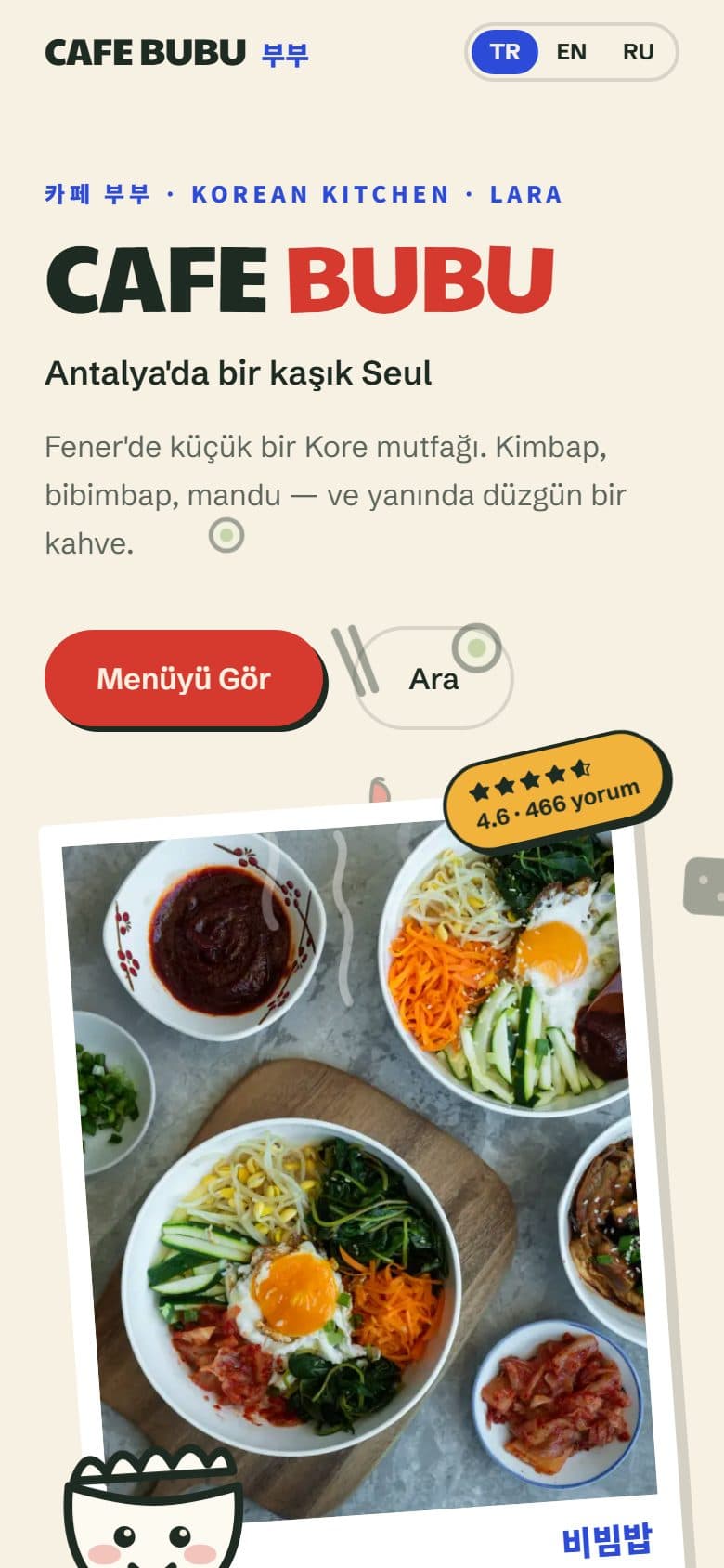 Cafe BUBU sitesi, mobil