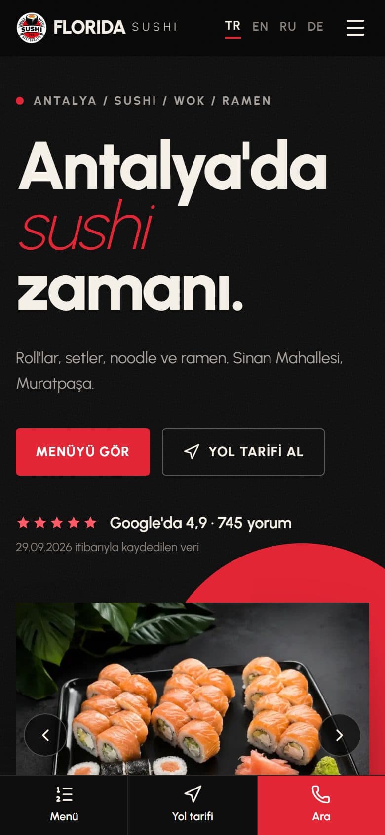 Florida Sushi sitesi, mobil