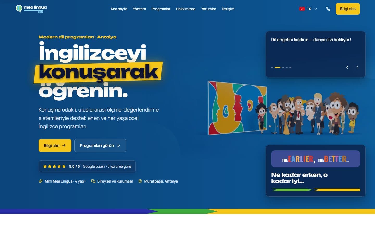 Mea Lingua Club sitesi, masaüstü