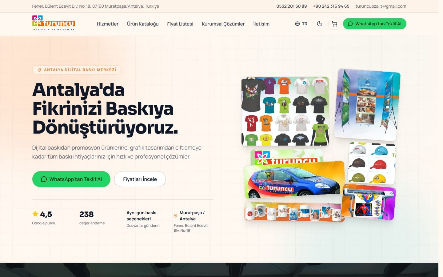 Turuncu Baskı sitesi, masaüstü