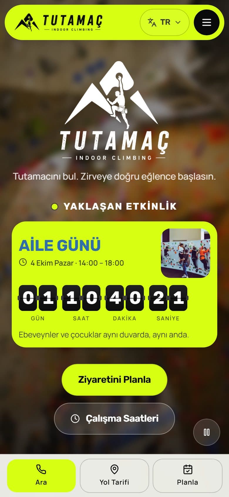 Tutamaç Climbing sitesi, mobil